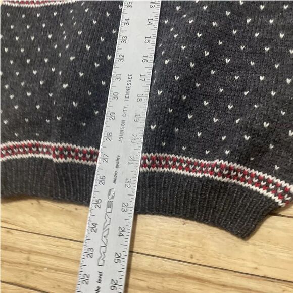 Vintage 80s 90s Wool Sweater Womens M FairIsle Winter Nordic Floral Gray Metal - Picture 7 of 16